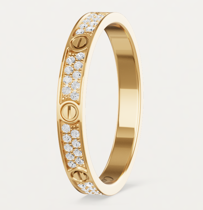 [⭐Shinejoy]LOVE RING 2.6mm-wide full-diamond ring Gold