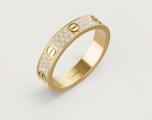[⭐Shinejoy]LOVE RING 4mm-wide full-diamond ring GOLD