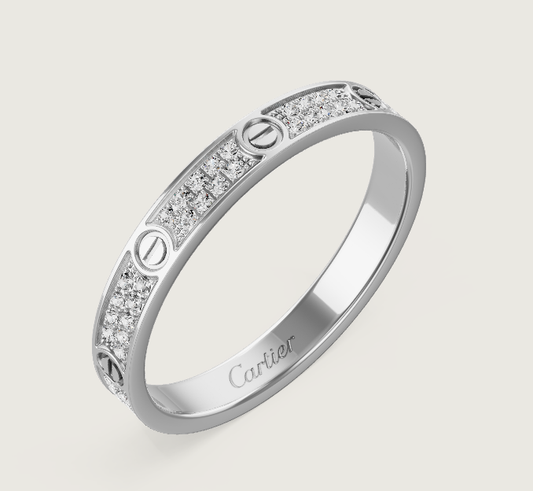 [⭐Shinejoy]LOVE RING 2.6mm-wide full-diamond ring silver