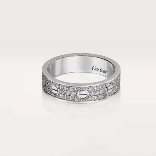 [⭐Shinejoy]LOVE RING 4mm-wide full-diamond ring silver