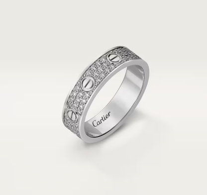 [⭐Shinejoy]LOVE RING 4mm-wide full-diamond ring silver