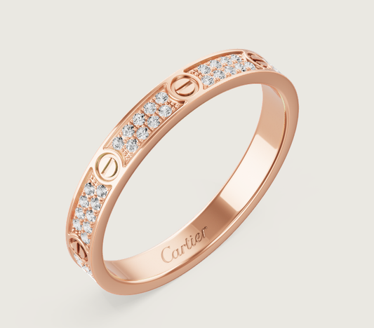 [⭐Shinejoy]LOVE RING 2.6mm-wide full-diamond ring Rose Gold