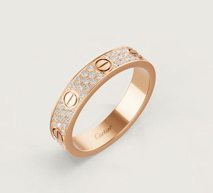 [⭐Shinejoy]LOVE RING 4mm-wide full-diamond ring Rose Gold