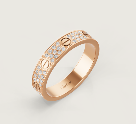 [⭐Shinejoy]LOVE RING 4mm-wide full-diamond ring Rose Gold