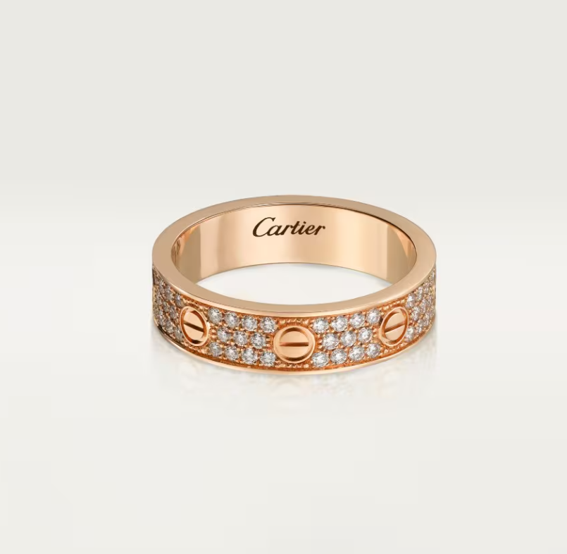 [⭐Shinejoy]LOVE RING 4mm-wide full-diamond ring Rose Gold