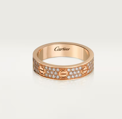 [⭐Shinejoy]LOVE RING 4mm-wide full-diamond ring Rose Gold