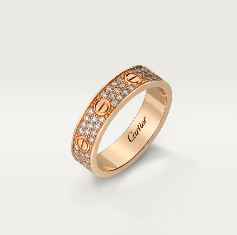 [⭐Shinejoy]LOVE RING 4mm-wide full-diamond ring Rose Gold