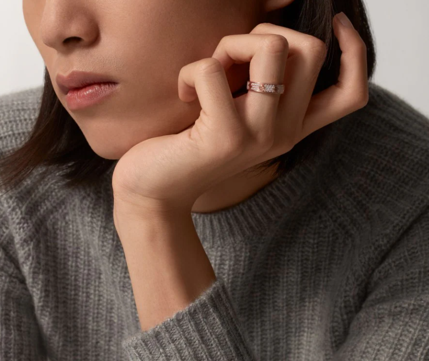 [⭐Shinejoy]LOVE RING 4mm-wide full-diamond ring Rose Gold