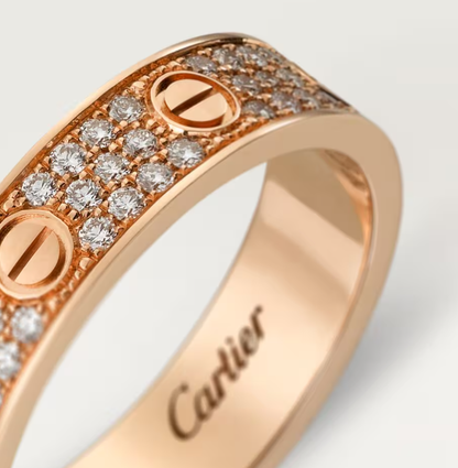 [⭐Shinejoy]LOVE RING 4mm-wide full-diamond ring Rose Gold