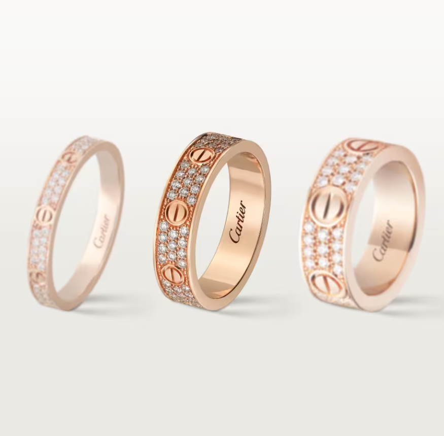 [⭐Shinejoy]LOVE RING 4mm-wide full-diamond ring Rose Gold