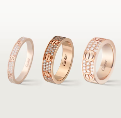 [⭐Shinejoy]LOVE RING 4mm-wide full-diamond ring Rose Gold