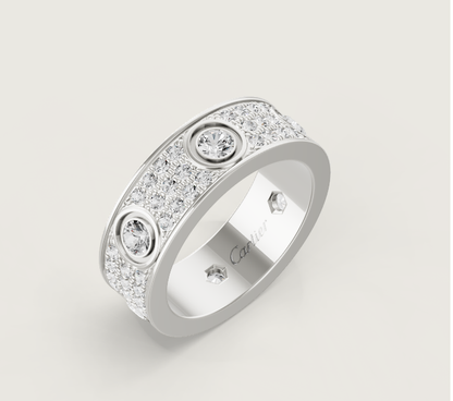 [⭐Shinejoy]LOVE RING 6.5MM Full Diamond, 6 Major Diamonds Silver
