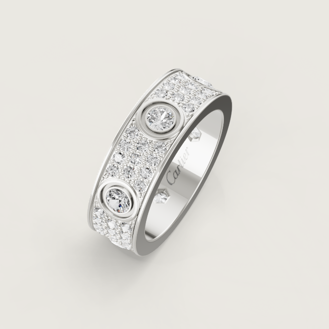 [⭐Shinejoy]LOVE RING 6.5MM Full Diamond, 6 Major Diamonds Silver