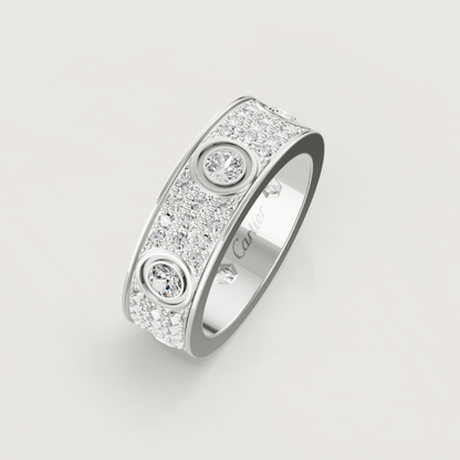 [⭐Shinejoy]LOVE RING 6.5MM Full Diamond, 6 Major Diamonds Silver