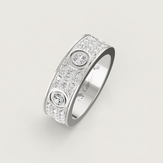 [⭐Shinejoy]LOVE RING 6.5MM Full Diamond, 6 Major Diamonds Silver