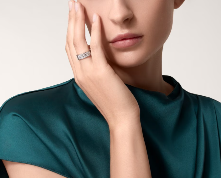 [⭐Shinejoy]LOVE RING 6.5MM Full Diamond, 6 Major Diamonds Silver