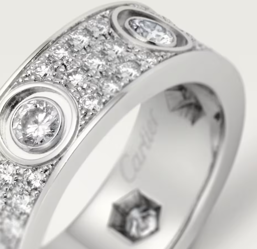 [⭐Shinejoy]LOVE RING 6.5MM Full Diamond, 6 Major Diamonds Silver