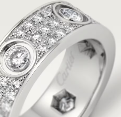 [⭐Shinejoy]LOVE RING 6.5MM Full Diamond, 6 Major Diamonds Silver