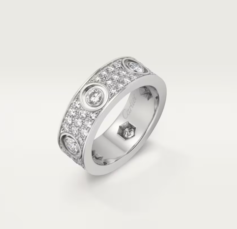 [⭐Shinejoy]LOVE RING 6.5MM Full Diamond, 6 Major Diamonds Silver