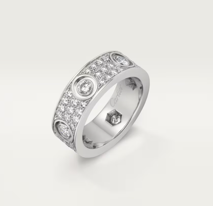 [⭐Shinejoy]LOVE RING 6.5MM Full Diamond, 6 Major Diamonds Silver