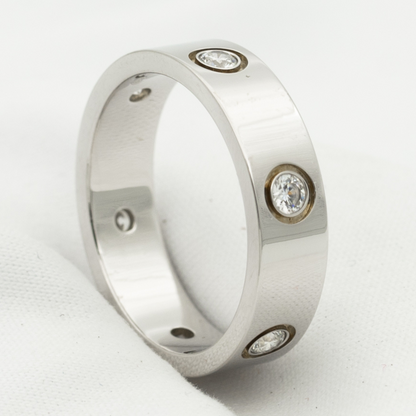 [⭐Shinejoy]LOVE RING 5.5MM 6 DIAMONDS SILVER