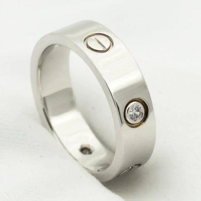 [⭐Shinejoy]LOVE RING 5.5MM 3 DIAMONDS SILVER