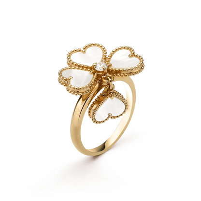 [⭐Shinejoy]SWEET CLOVER WHITE MOP RING