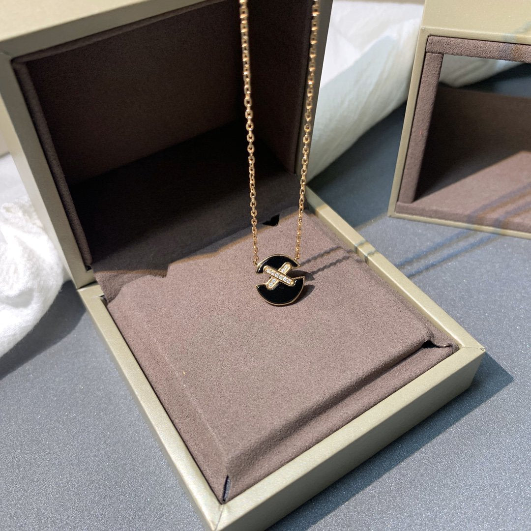 [⭐Shinejoy]JEUX DE PINK GOLD DIAMOND NECKLACE