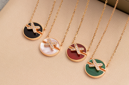 [⭐Shinejoy]JEUX DE PINK GOLD DIAMOND NECKLACE