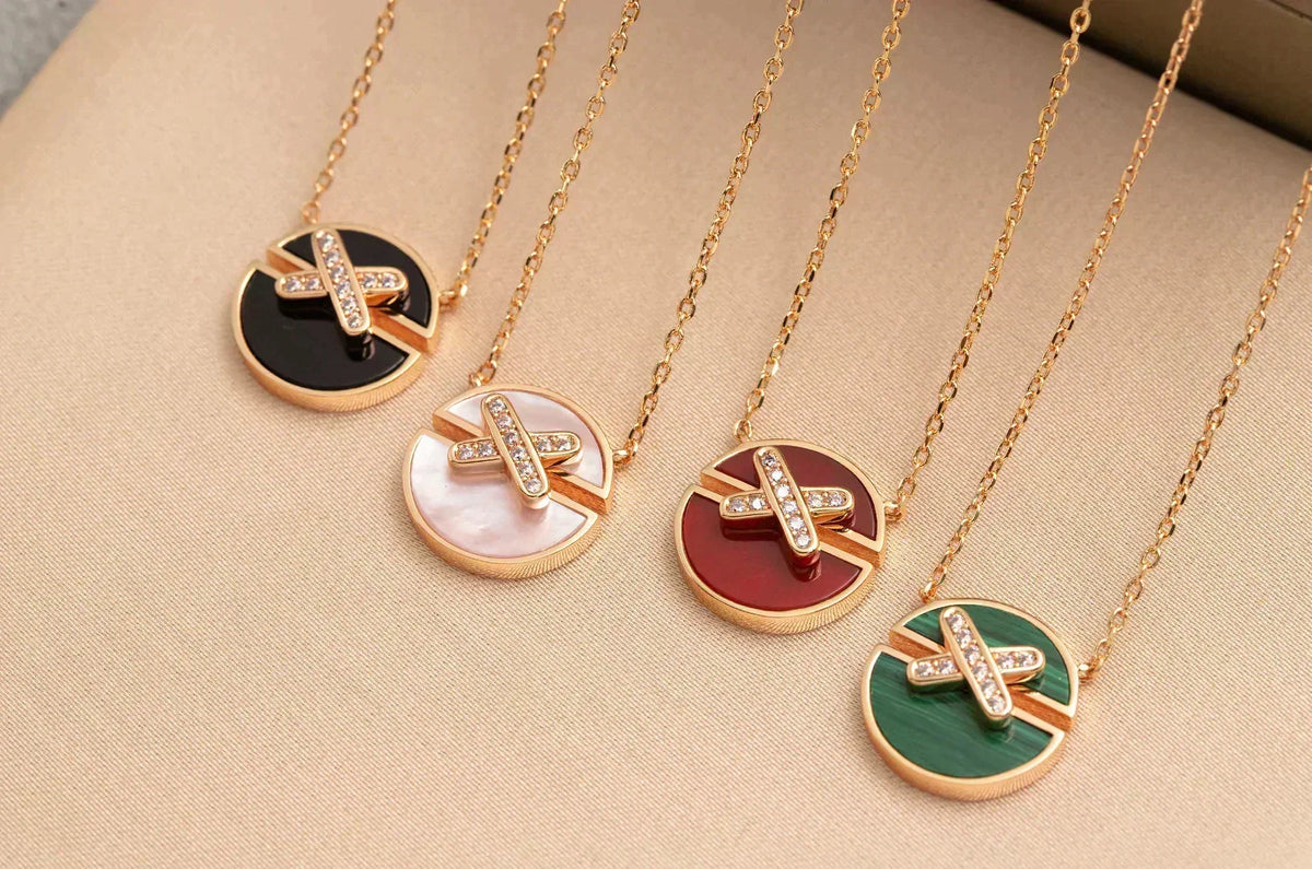 [⭐Shinejoy]JEUX DE ROSE GOLD DIAMOND NECKLACE