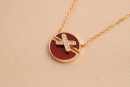 [⭐Shinejoy]JEUX DE PINK GOLD DIAMOND NECKLACE