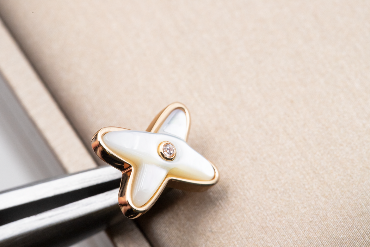 [⭐Shinejoy]JEUX DE WHITE MOP ROSE GOLD DIAMOND EARRINGS