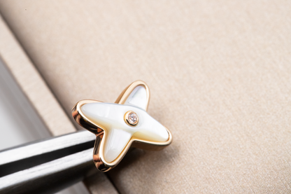 [⭐Shinejoy]JEUX DE WHITE MOP ROSE GOLD DIAMOND EARRINGS