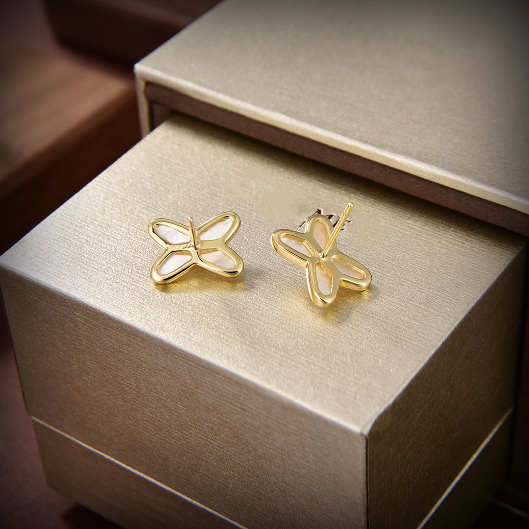 [⭐Shinejoy]JEUX DE WHITE MOP GOLD DIAMOND EARRINGS