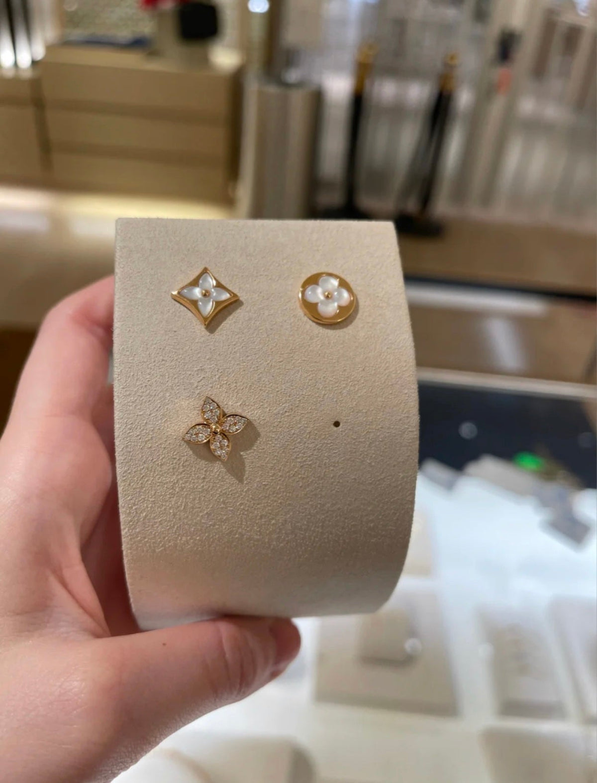 [⭐Shinejoy]STAR BLOSSOM STUD EARRINGS PINK GOLD DIAMONDS