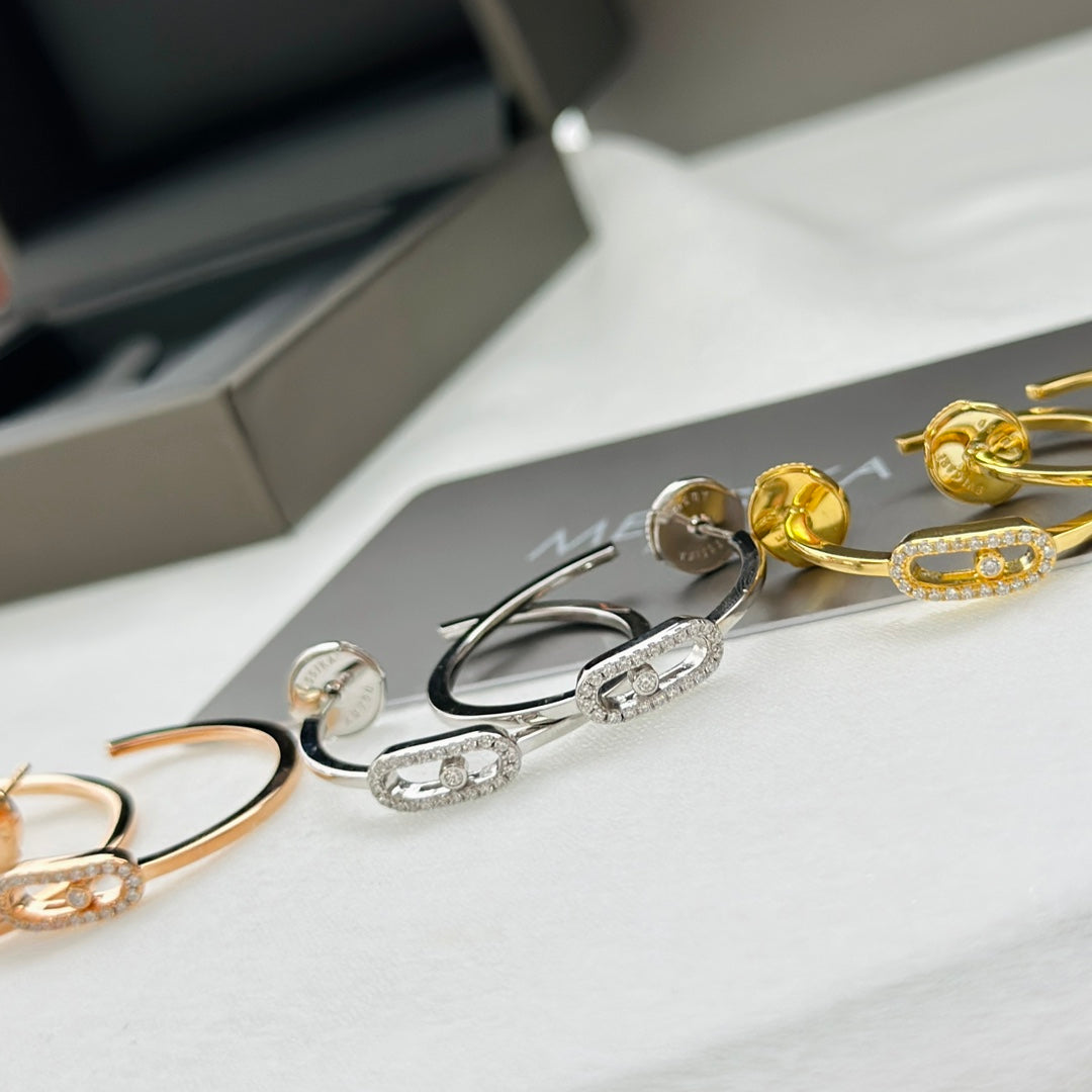 [⭐Shinejoy]CREOLES MOVE UNO PM DIAMOND EARRINGS