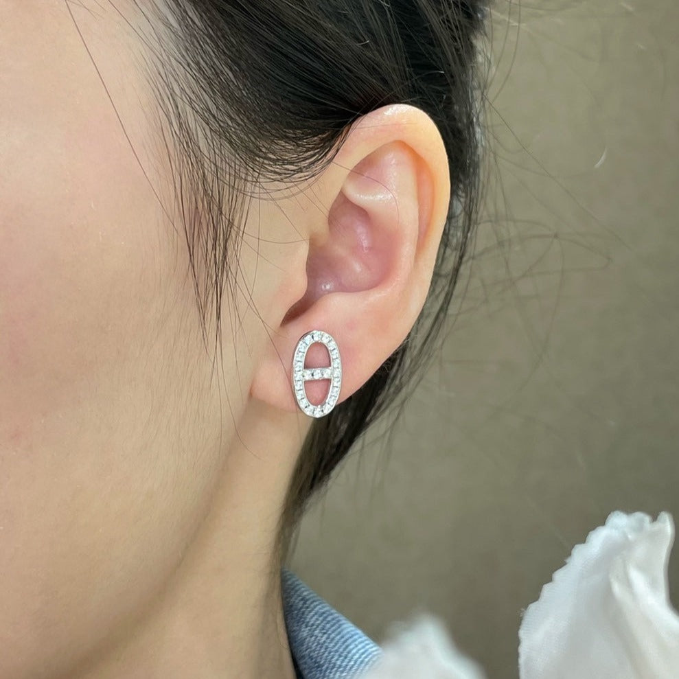 [⭐Shinejoy]HM FULL DIAMOND PIG NOSE STUD EARRINGS