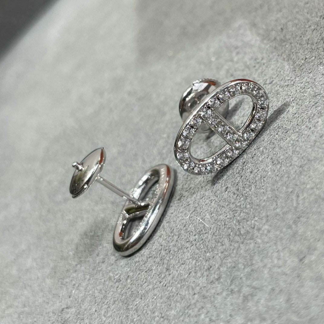 [⭐Shinejoy]HM FULL DIAMOND PIG NOSE STUD EARRINGS