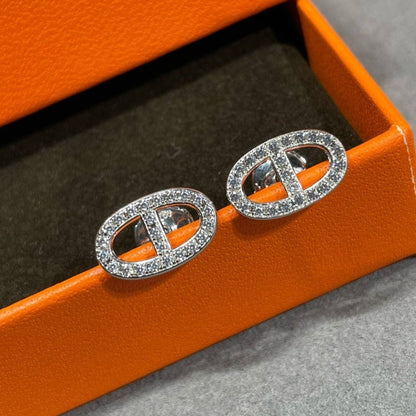 [⭐Shinejoy]HM FULL DIAMOND PIG NOSE STUD EARRINGS