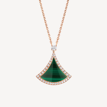 [⭐Shinejoy]DREAM MALACHITE DIAMOND PAVED PINK GOLD NECKLACE