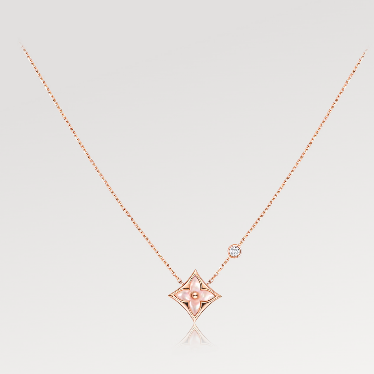 [⭐Shinejoy]STAR PINK MOP 1 DIAMOND PINK GOLD NECKLACE