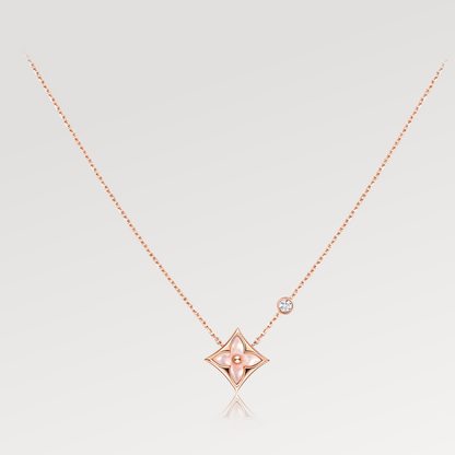 [⭐Shinejoy]STAR PINK MOP 1 DIAMOND PINK GOLD NECKLACE