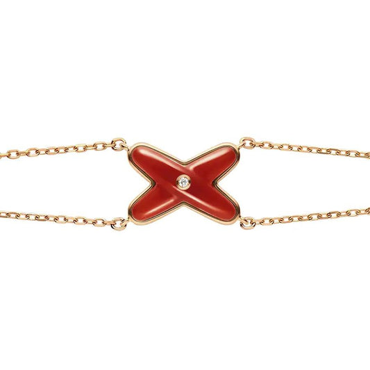 [⭐Shinejoy]JEUX BRACELET CARNELIAN PINK GOLD 1 DIAMOND