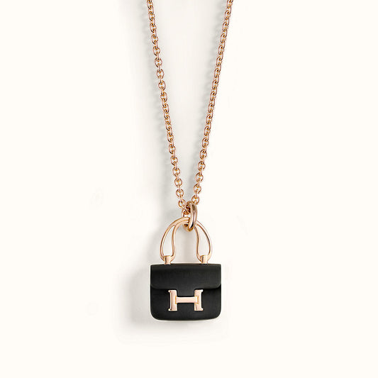 [⭐Shinejoy]CONSTANCE BLACK PEDANT PINK GOLD NECKLACE