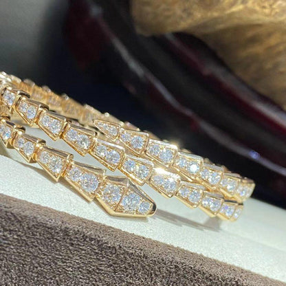 [⭐Shinejoy]SERPENTI BRACELET GOLD DIAMOND DOUBLE ROW