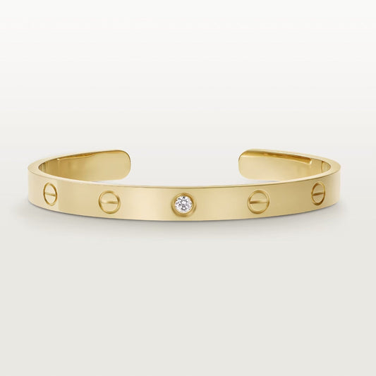 [⭐Shinejoy]LOVE BRACELET 6.1MM 1 DIAMOND OPEN CUFF
