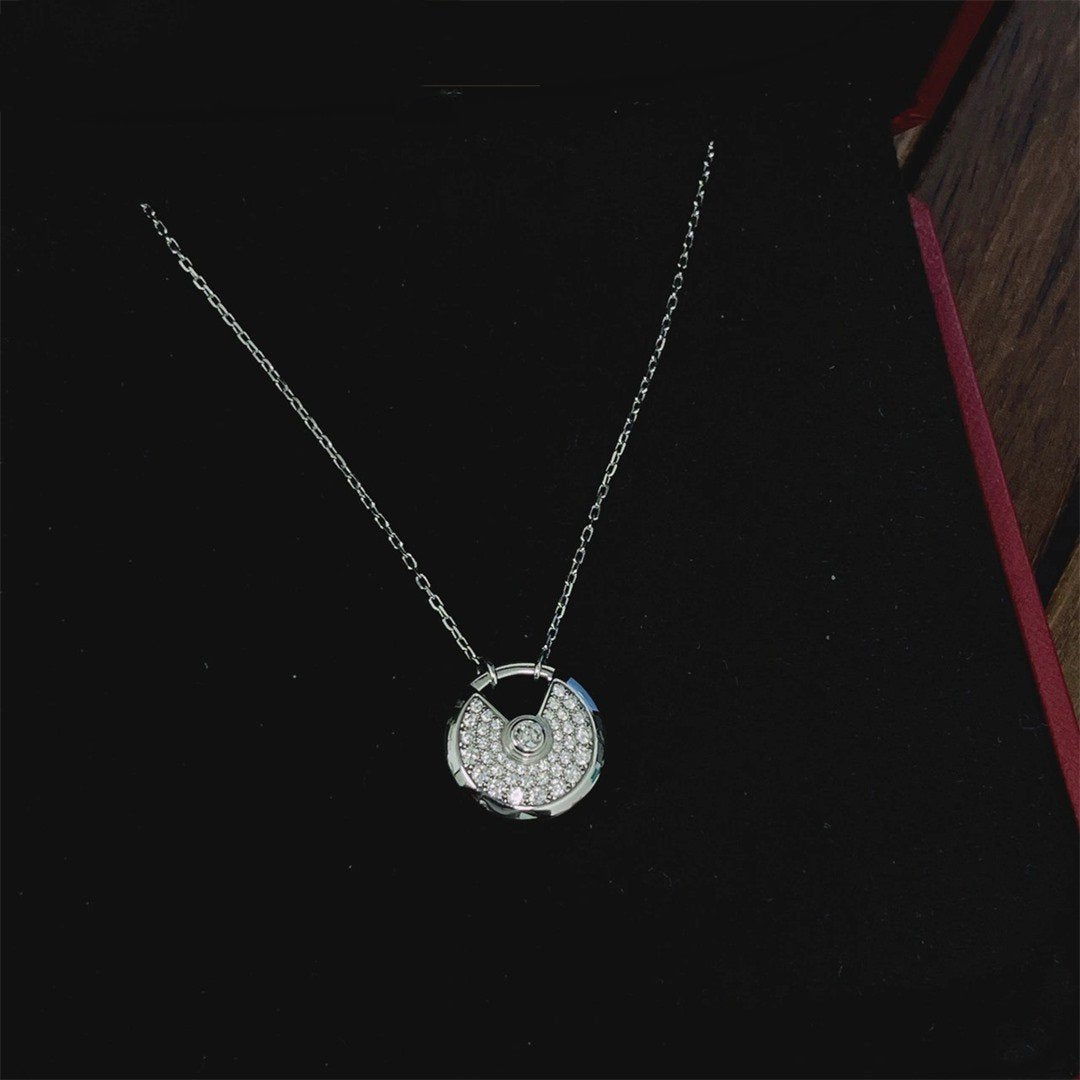 [⭐Shinejoy]AMULETTE SILVER FULL DIAMOND NECKLACE