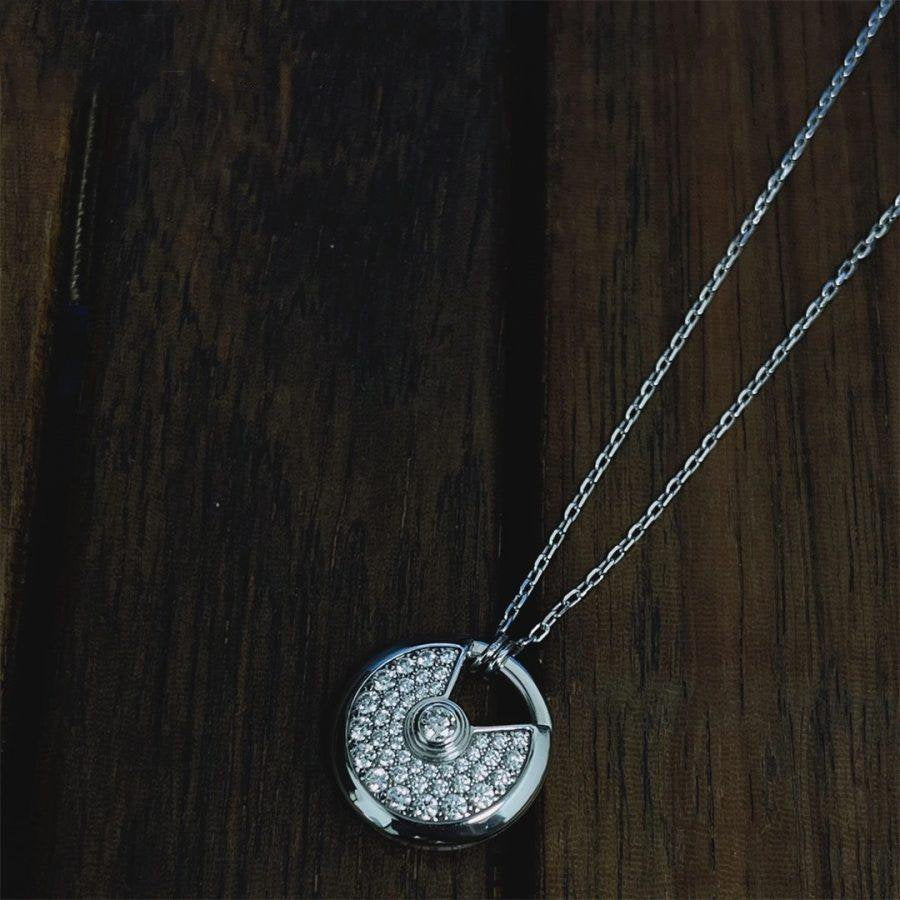 [⭐Shinejoy]AMULETTE SILVER FULL DIAMOND NECKLACE