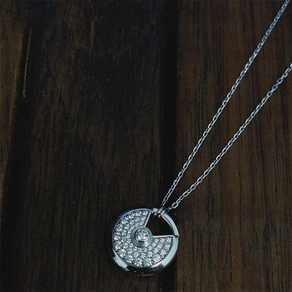 [⭐Shinejoy]AMULETTE SILVER FULL DIAMOND NECKLACE
