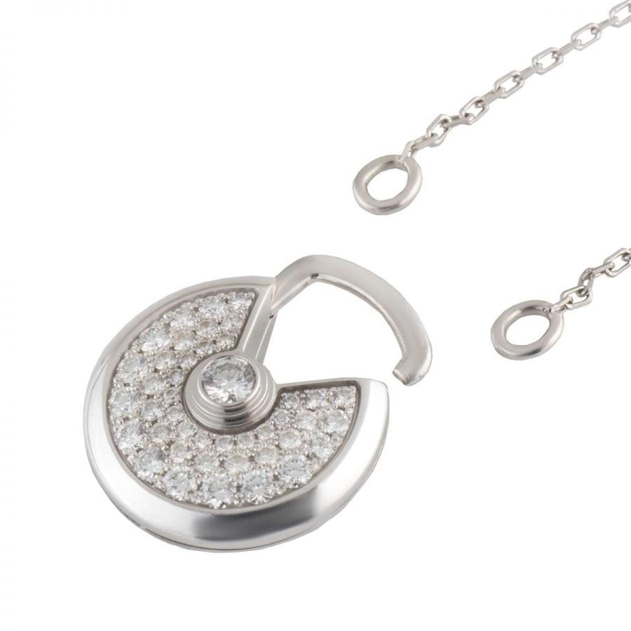 [⭐Shinejoy]AMULETTE SILVER FULL DIAMOND NECKLACE